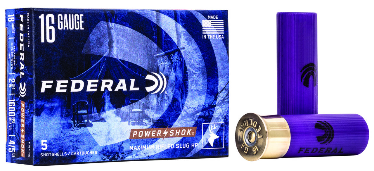 Federal F164RS Power-Shok Shotshell 16 Gauge 2.75" 7/8 oz Riflesd Slug Shot 5 Per Box/ 50 Cs