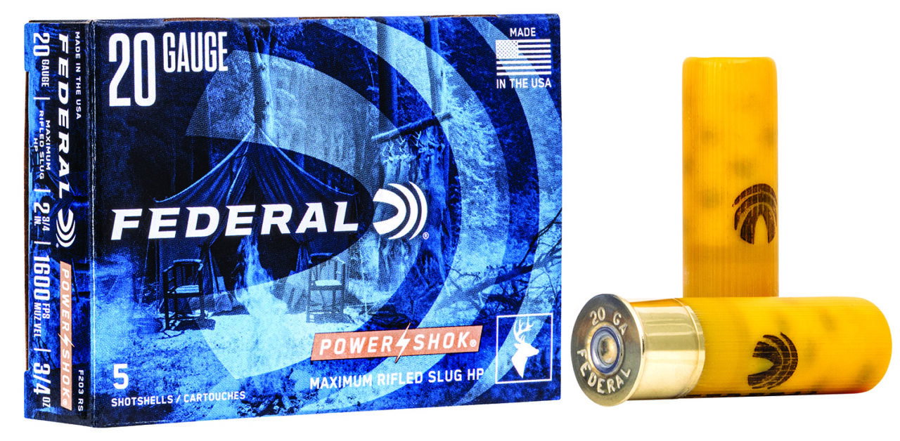 Federal F203RS Power-Shok 20 Gauge 2.75" 3/4 oz/328 gr 1600 fps Riflesd Slug Shot 5 Bx/50 Cs
