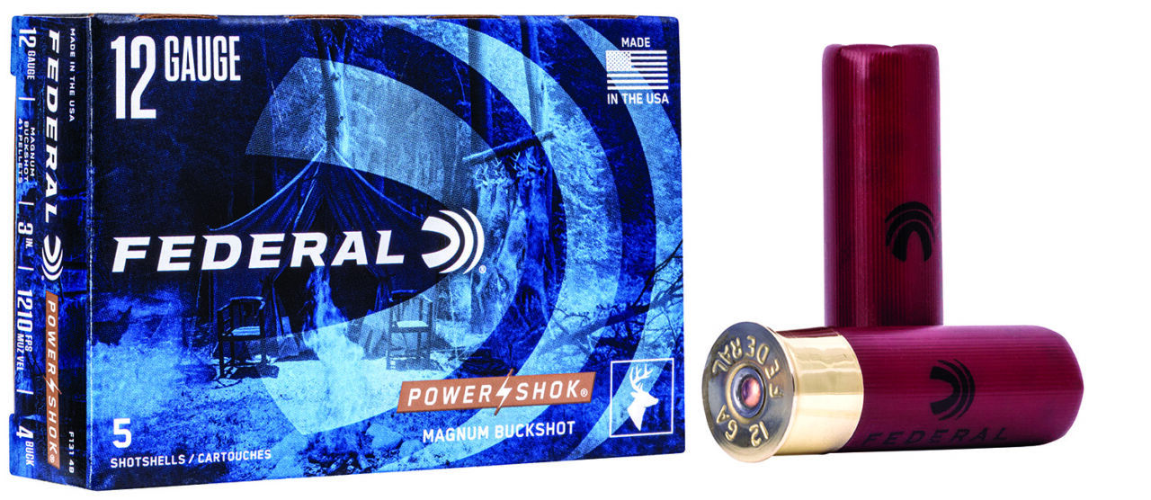 Federal F1314B Power-Shok Magnum 12 Gauge 3" 41 Pellets 1 15/16 oz 4 Buck Shot 5 Per Box/ 50 Cs