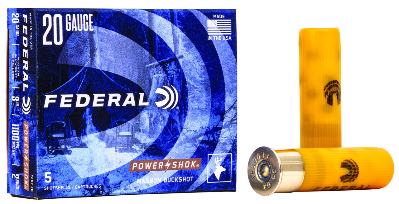 Federal F2072B Power-Shok Magnum 20 Gauge 3" 18 Pellets 1 1/4 oz 2 Buck Shot 5 Per Box/ 50 Cs