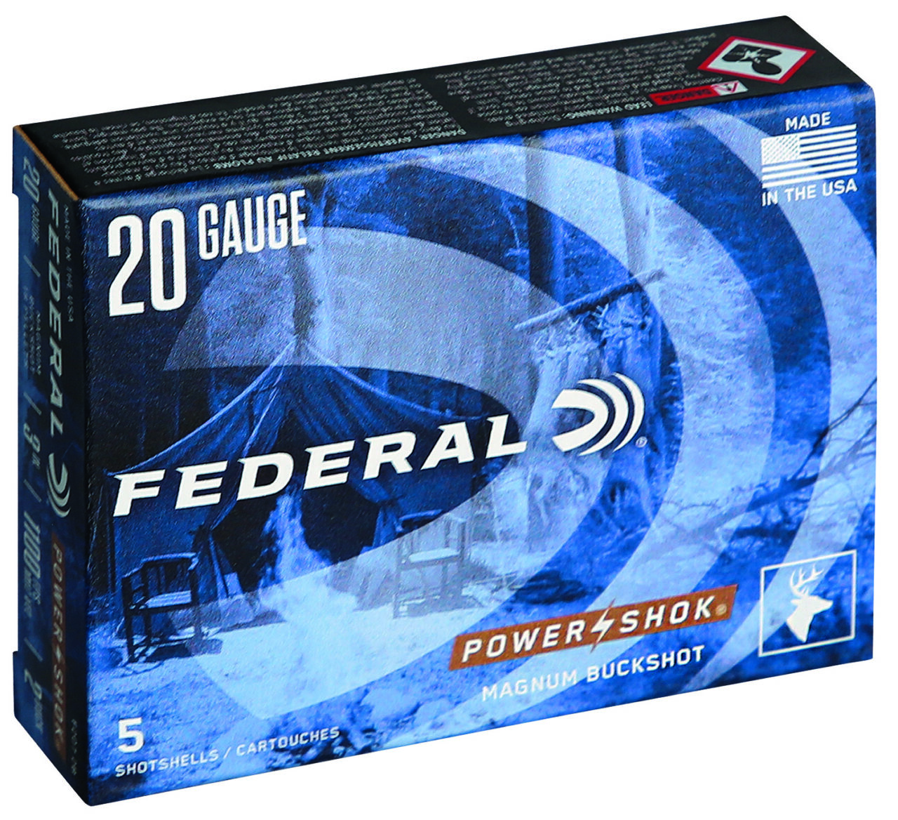 Federal F2072B Power-Shok Magnum 20 Gauge 3" 18 Pellets 1 1/4 oz 2 Buck Shot 5 Per Box/ 50 Cs - Image 2