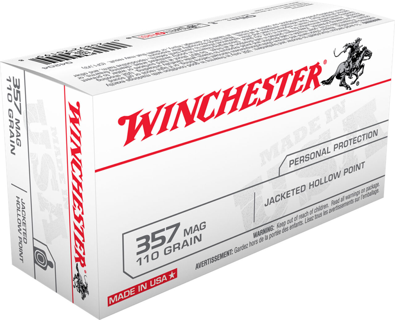 Winchester Ammo Q4204 USA 357 Mag 110 gr Jacketed Hollow Point (JHP) 50 Per Box/ 10 Cs