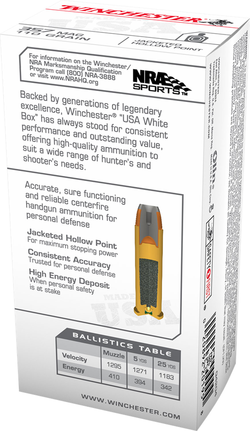 Winchester Ammo Q4204 USA 357 Mag 110 gr Jacketed Hollow Point (JHP) 50 Per Box/ 10 Cs - Image 2