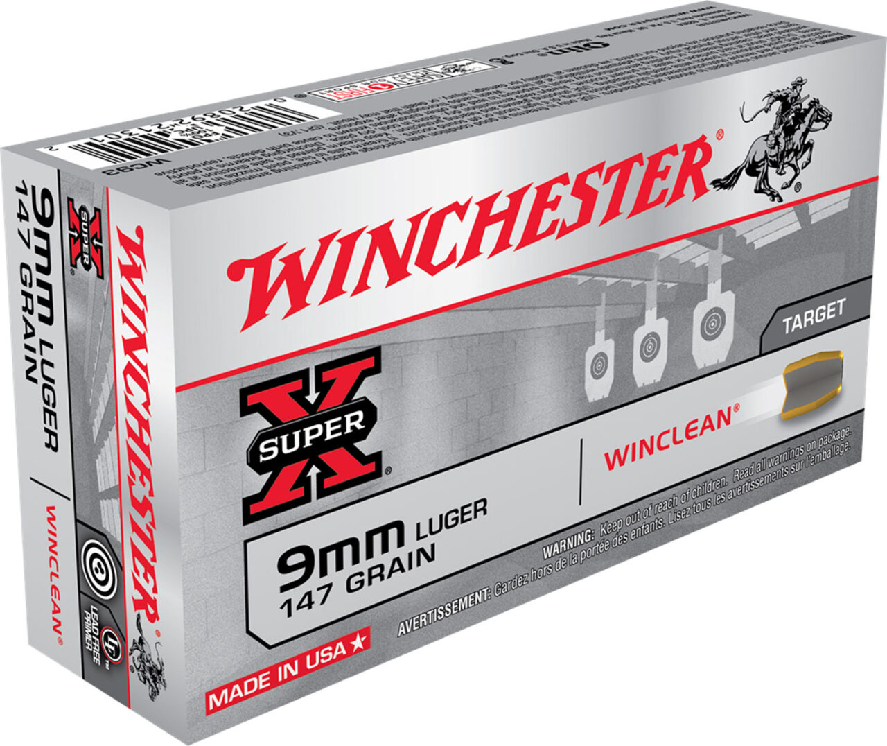 Winchester Ammo WC93 Super X 9mm Luger 147 gr Winclean Brass Enclosed Base 50 Per Box/ 10 Cs