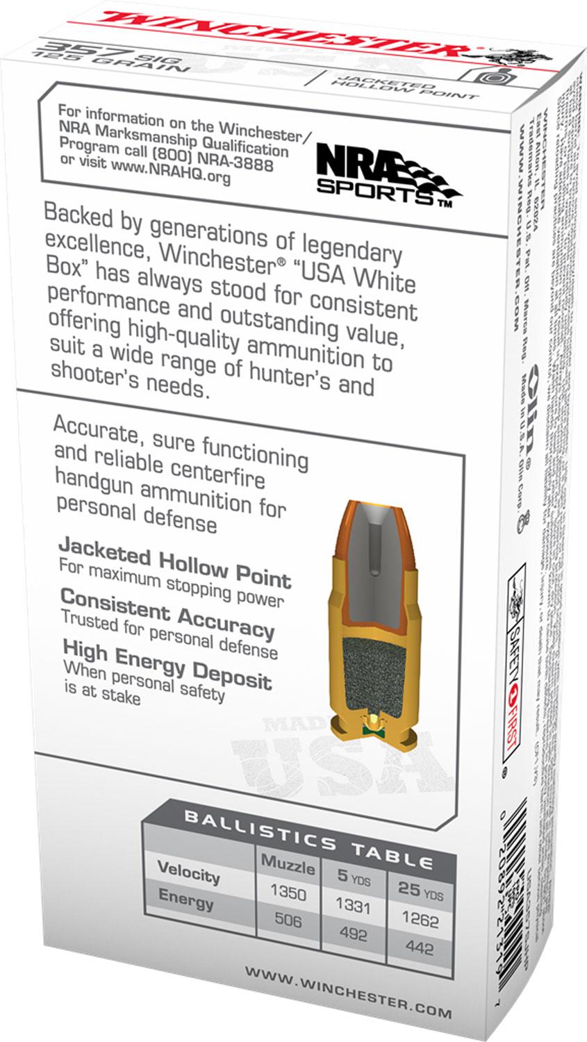 Winchester Ammo USA357SJHP USA 357 Sig 125 gr Jacketed Hollow Point (JHP) 50 Per Box/ 10 Cs - Image 2