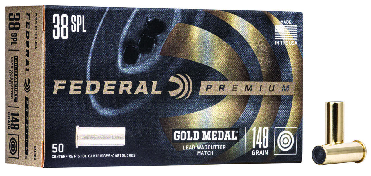 Federal GM38A Premium Gold Medal 38 Special 148 gr Lead Wadcutter (LDWC) 50 Per Box/20 Cs