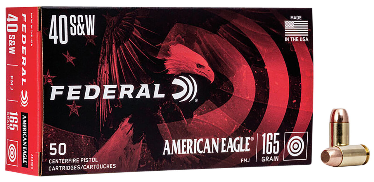 Federal AE40R3 American Eagle pistols 40 S&W 165 gr Full Metal Jacket (FMJ) 50 Per Box/20 Cs