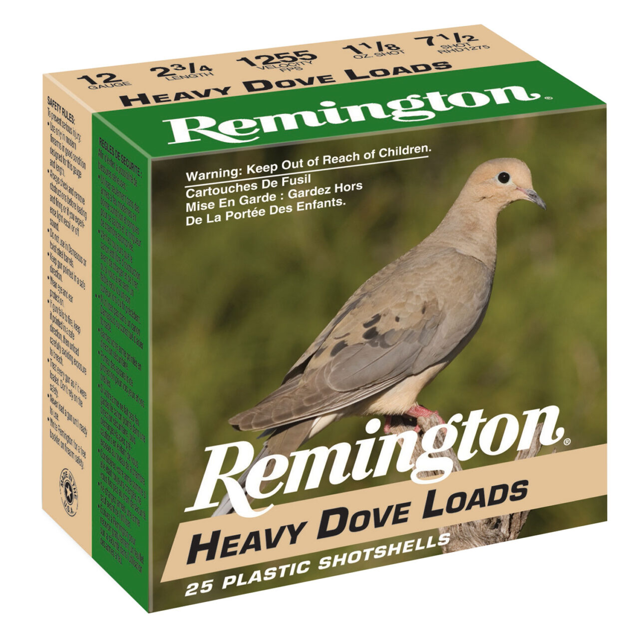 Remington Ammunition 28755 Heavy Dove Loads 12 Gauge 2.75" 1 1/8 oz 7.5 Shot 25 Per Box/ 10 Cs