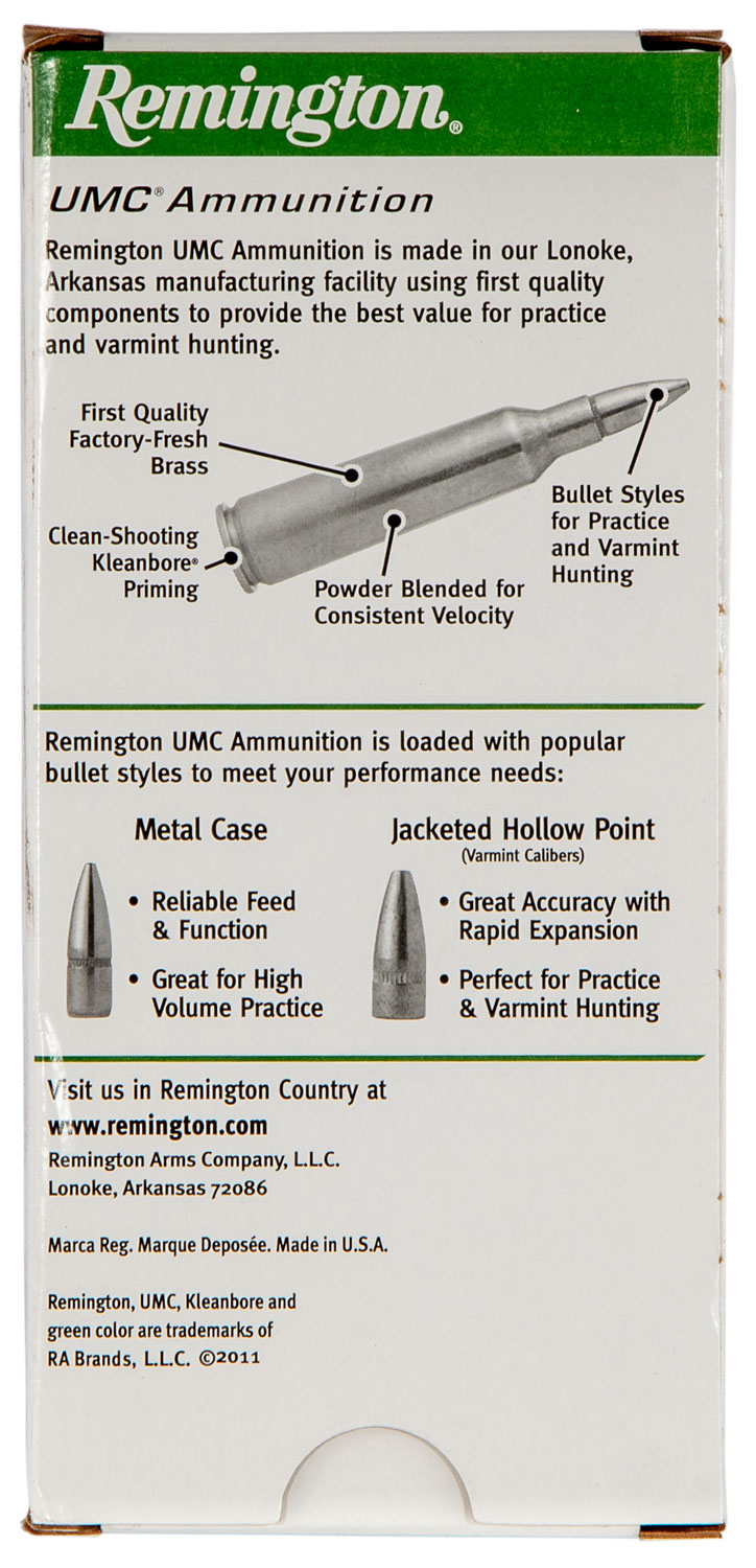 Remington Ammunition 23748 UMC 223 Rem 45 gr Jacketed Hollow Point (JHP) 20 Per Box/ 10 Cs - Image 3