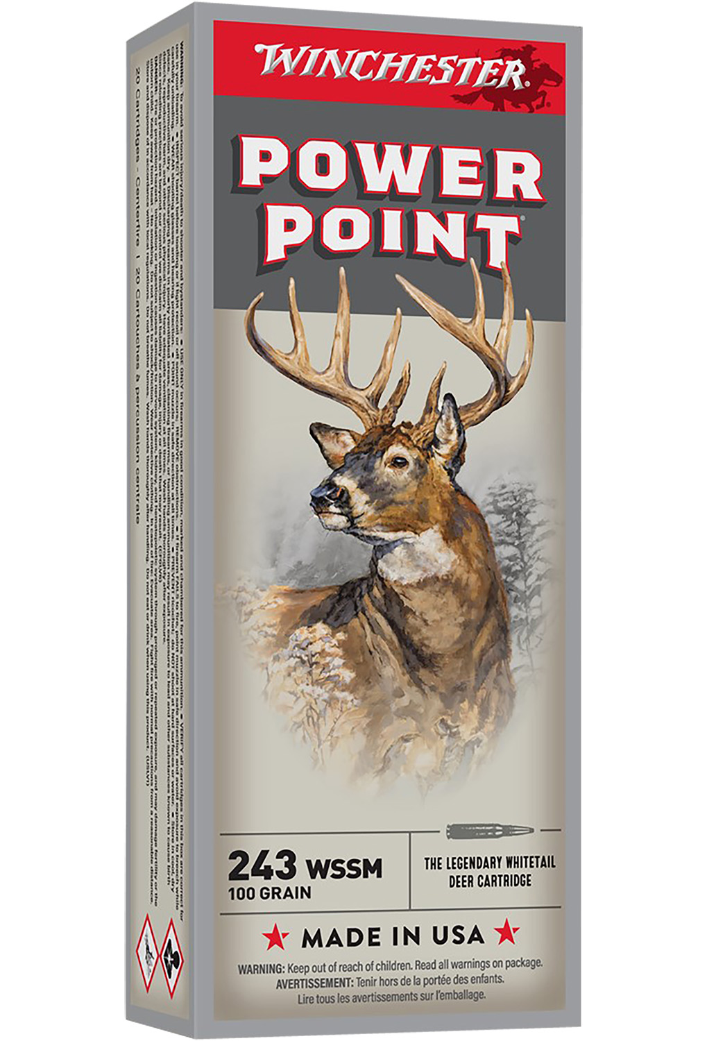 Winchester Ammo X243WSS Power-Point 243 WSSM 100 gr Power-Point (PP) 20 Per Box/ 10 Cs