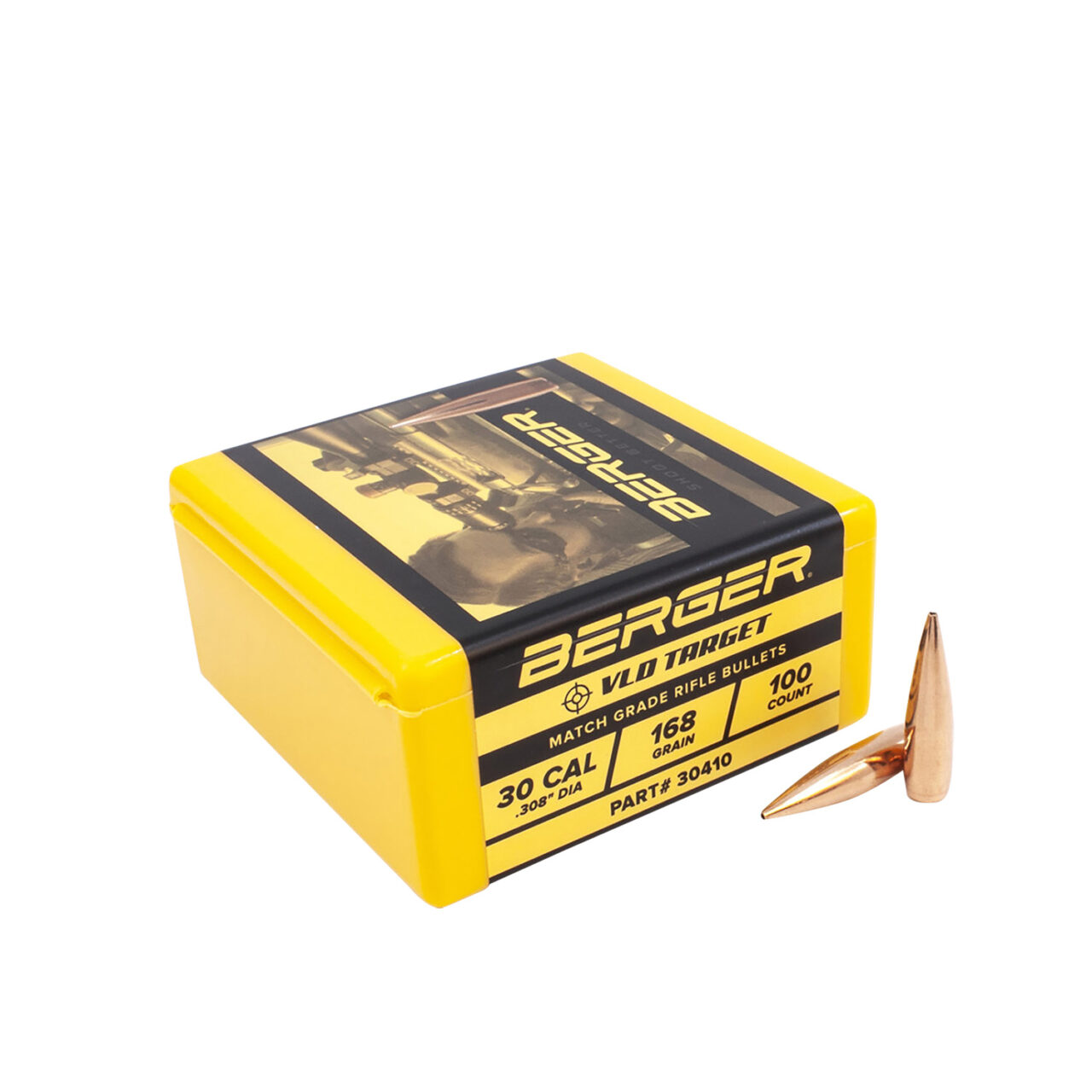 Berger Bullets 30410 VLD Target Match Grade 30 Cal .308 168 gr Secant Very Low Drag 100 Per Box
