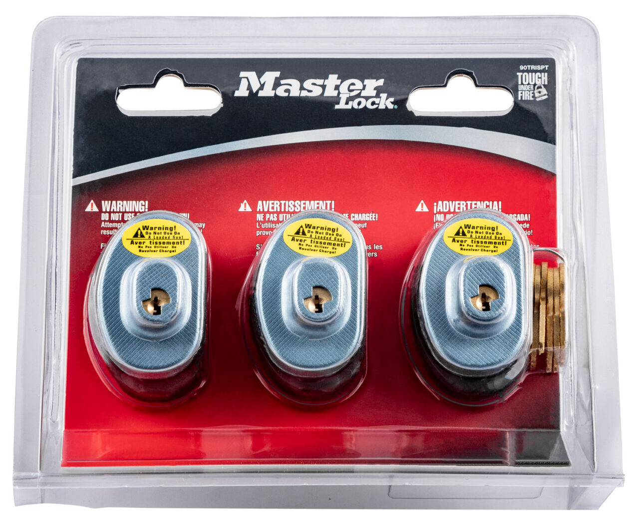 Master Lock 90TRISPT Trigger Lock Keyed Alike Open With Key Gray Steel/Zinc 3 Per Pkg Firearms Fit- pistols/Rifles/Shotguns
