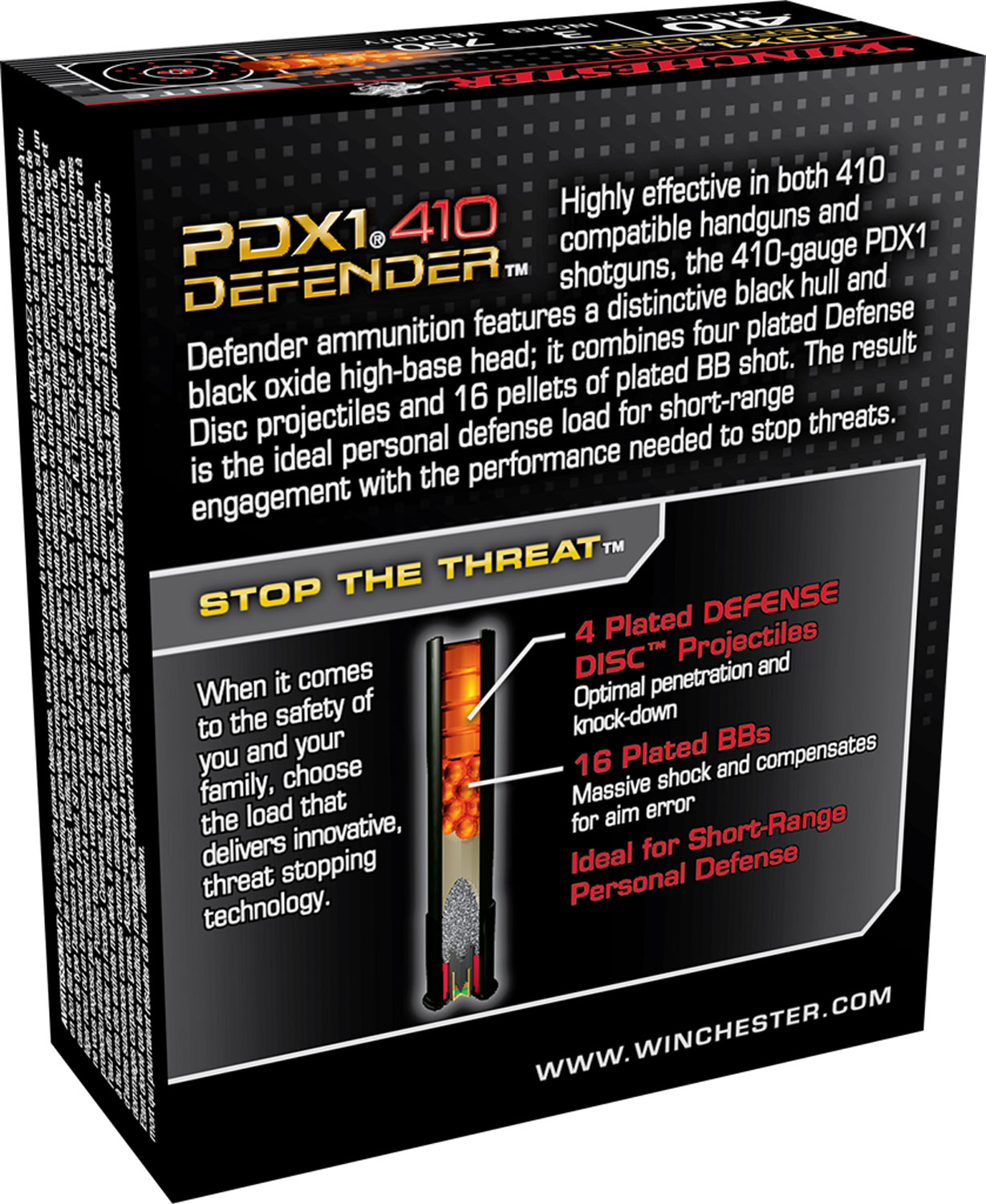 Winchester Ammo S413PDX1 PDX1 Defender Combo 410 Gauge 3" 750 fps 4 Defense Discs, 16 BBs Shot 10 Bx/10 Cs - Image 2