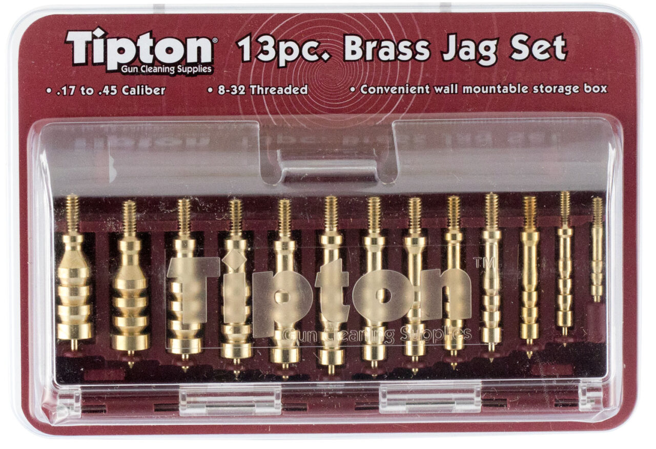 Tipton 749245 Jag Set Multi-Caliber 8-32/5-40 Thread Brass 13 Pieces Includes Storage Box