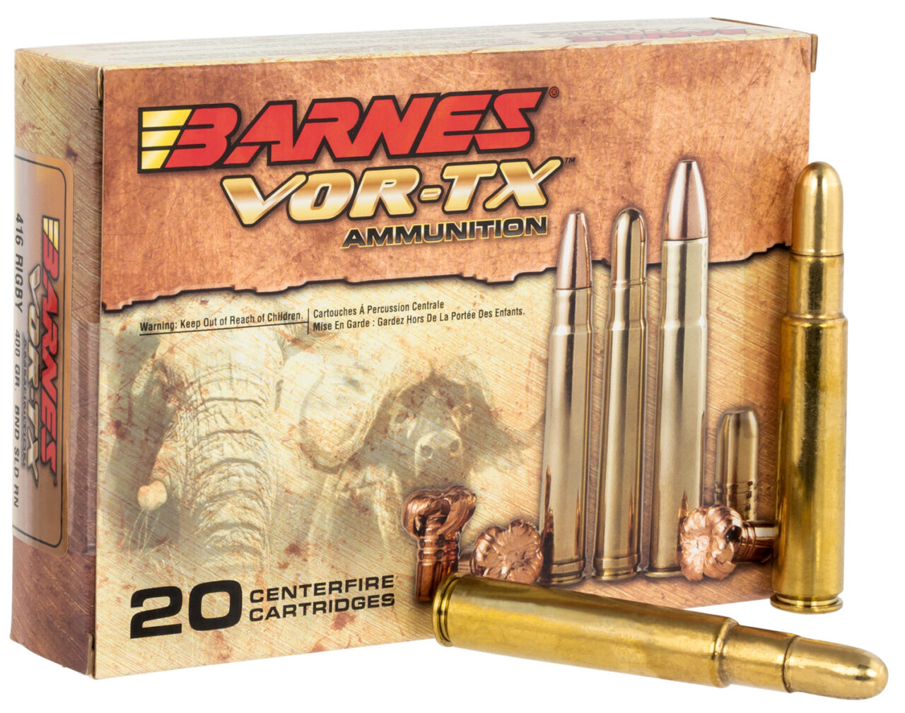 Barnes Bullets 22035 VOR-TX Safari 416 Rigby 400 gr, Round Nose Banded Solid, 20 Per Box/ 10 Cs - Image 2
