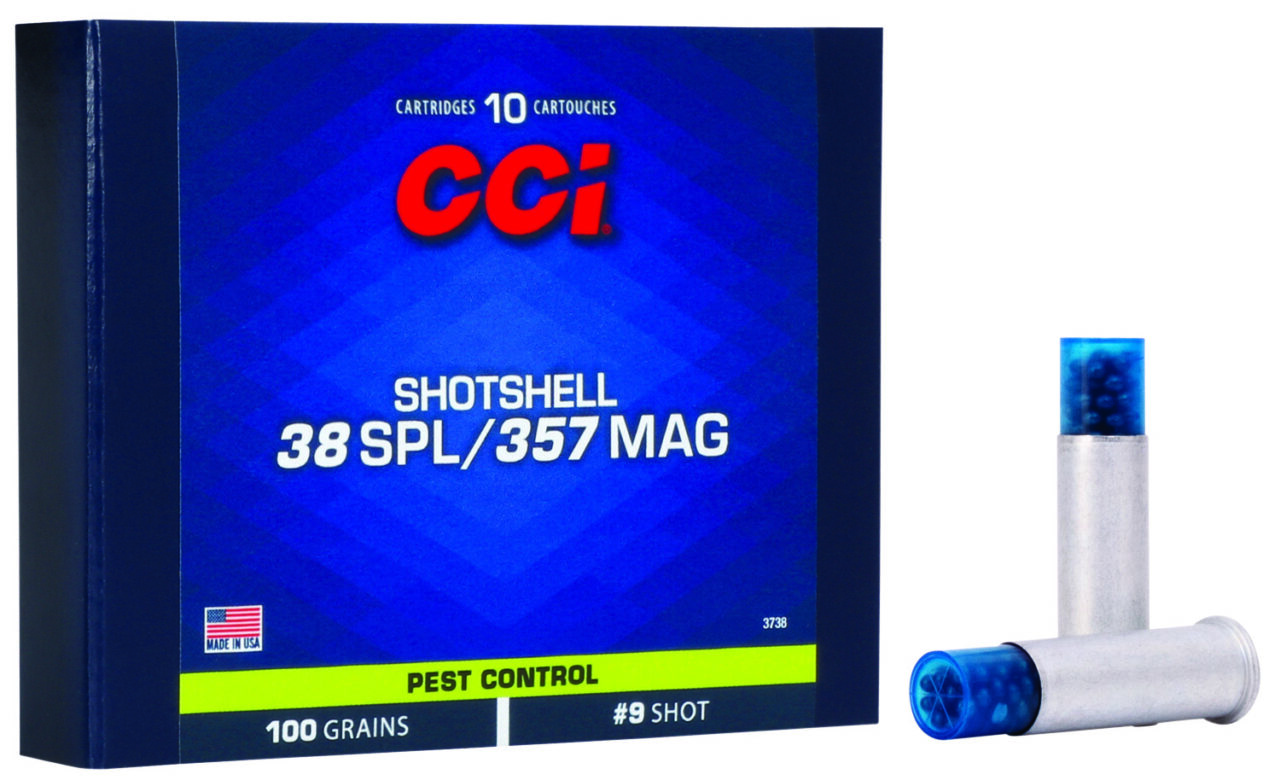 CCI 3738 Pest Control Shotshell 38 Special, 357 Magnum 100 GR Shotshell #9 Shot 10 Bx/20 Cs