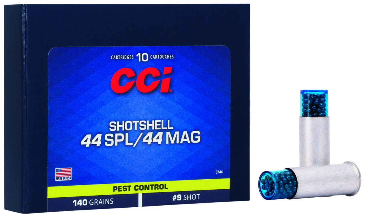 CCI 3744 Pest Control Shotshell 44 S&W Spl 140 gr 1000 fps Shotshell #9 Shot 10 Bx/20 Cs