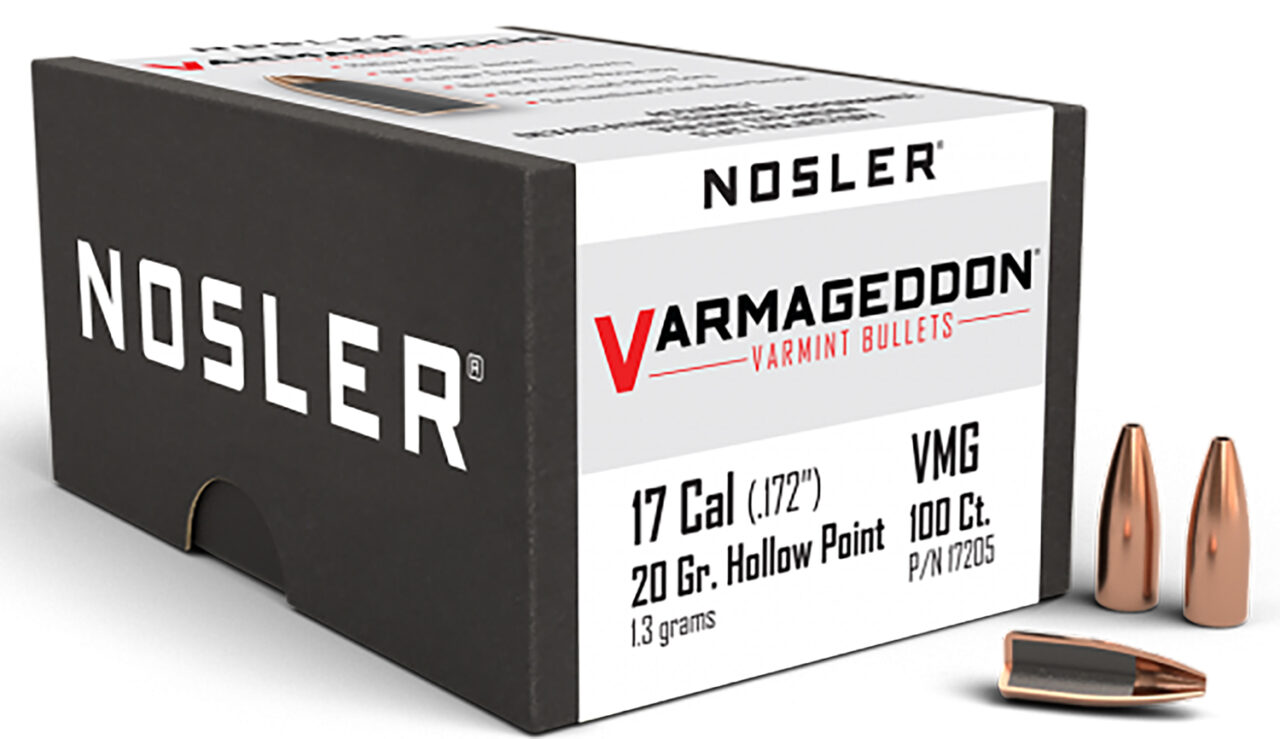 Nosler 17205 Varmageddon 17 Cal .172 20 gr Flat Base Hollow Point (FBHP) 100 Per Box