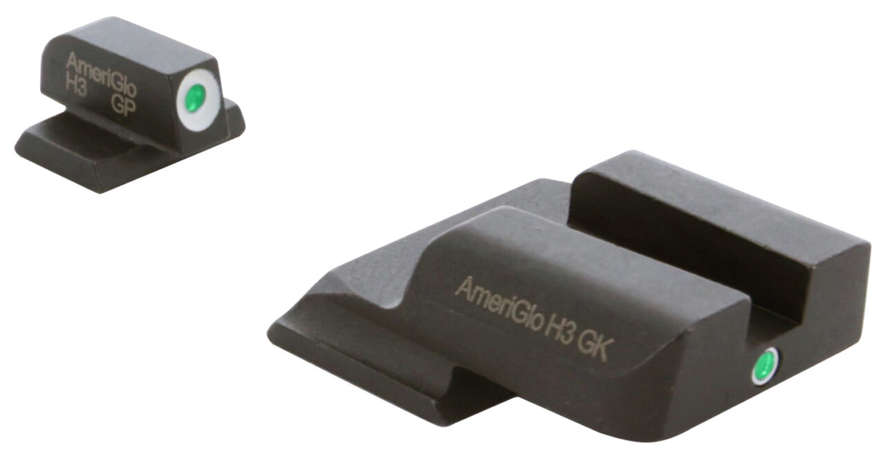 AmeriGlo SW141 i-Dot Sight Set for Smith & Wesson M&P Shield Black | Green Tritium with White Outline Front Sight Green Tritium i-Dot Rear Sight