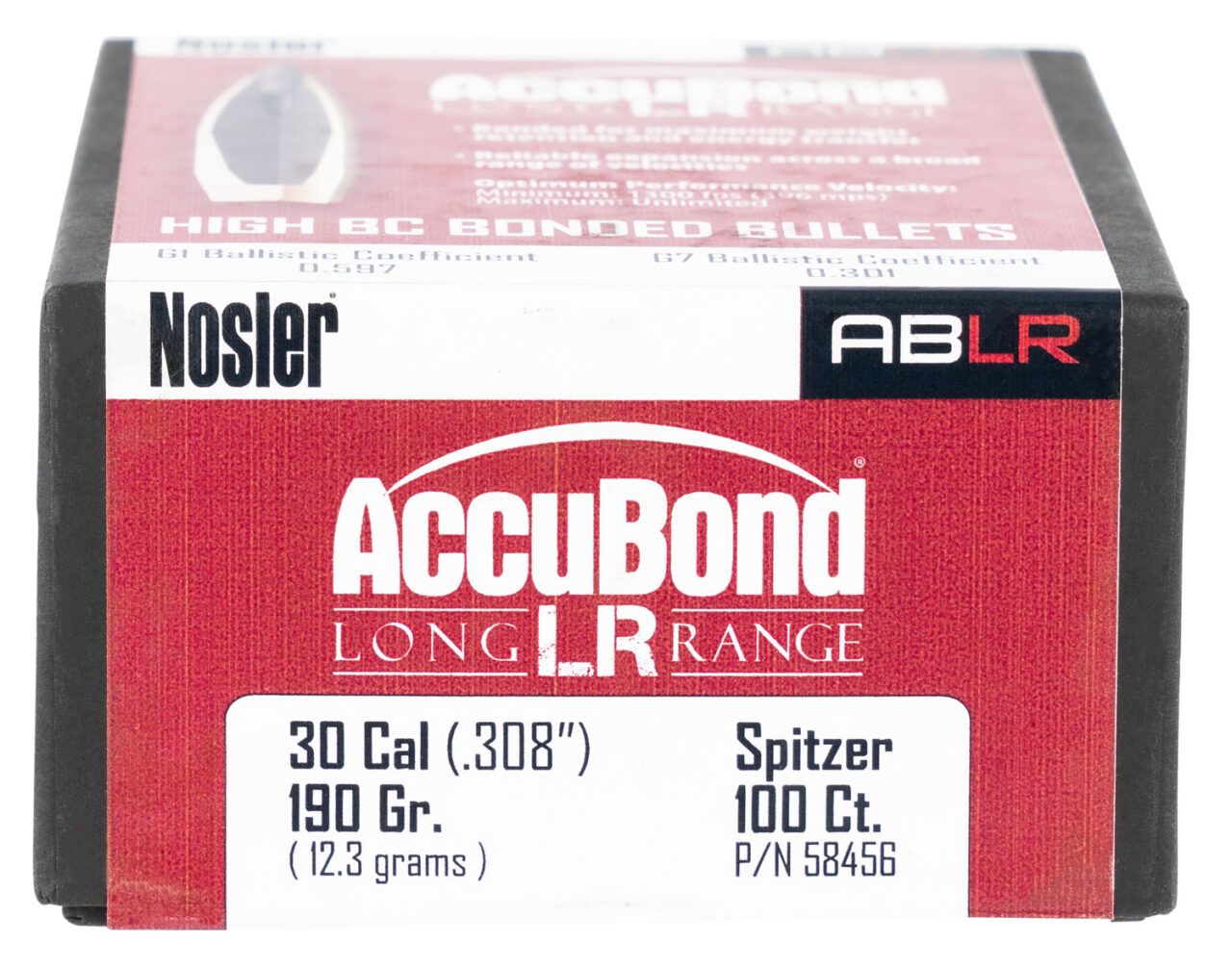 Nosler 58456 AccuBond Long Range 30 Cal .308 190 gr Spitzer Point 100 Per Box - Image 2