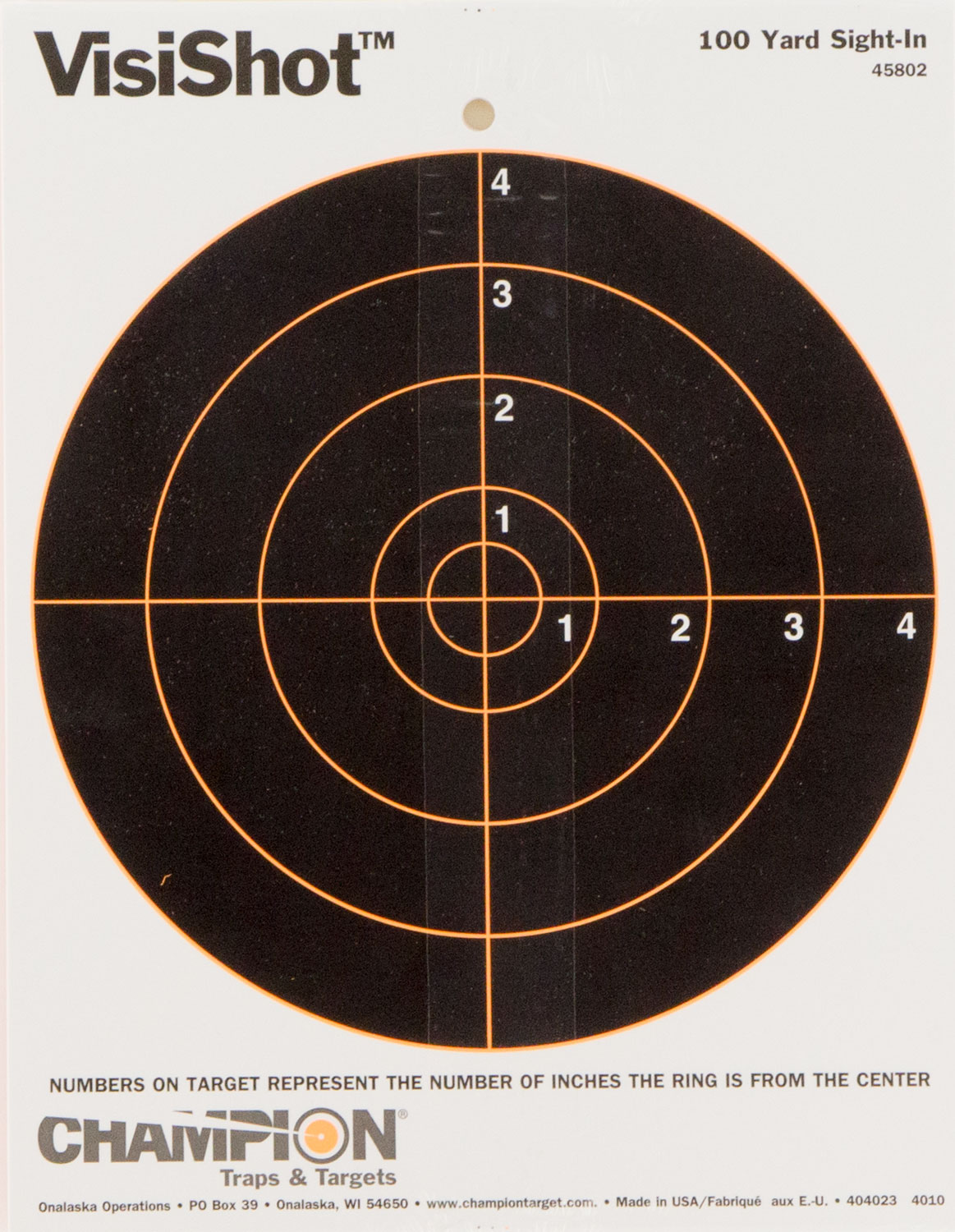 Champion Targets 45802 VisiShot Paper Bullseye Black/White 10 Pack
