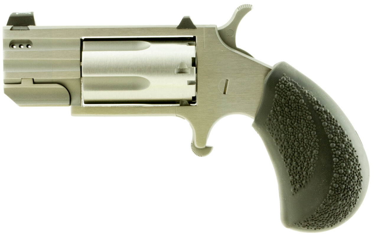 North American Arms PUGDP Pug 22 WMR 5 Shot 1" Ported Barrel, Overall Stainless Steel Finish, Black Polymer Grip, XS White Dot Sight - Image 2