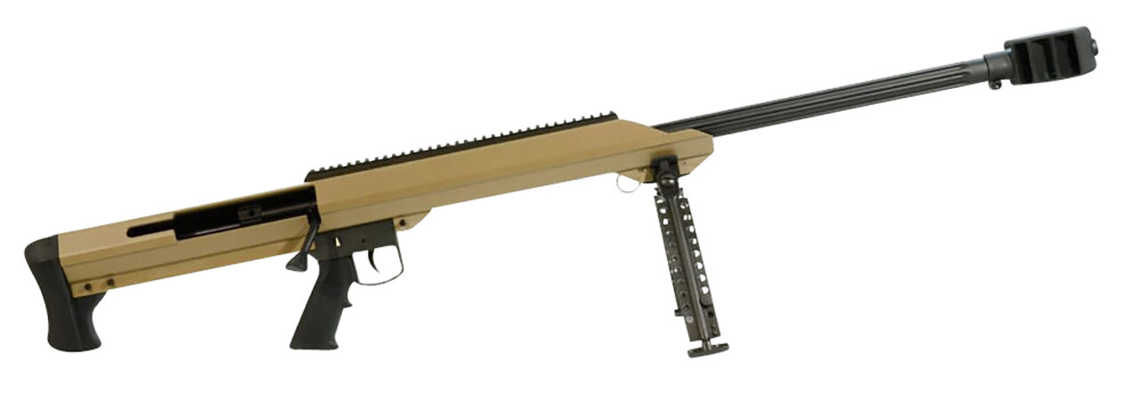 Barrett 14032 M99 50 BMG 1rd 29" Fluted Barrel, 3 Port Fanned High Efficiency Muzzle Brake, Flat Dark Earth Cerakote Aluminum Receiver, Flat Dark Earth Fixed Synthetic Stock w/Sorbothane Recoil Pad, Manual Safety, Optics Ready