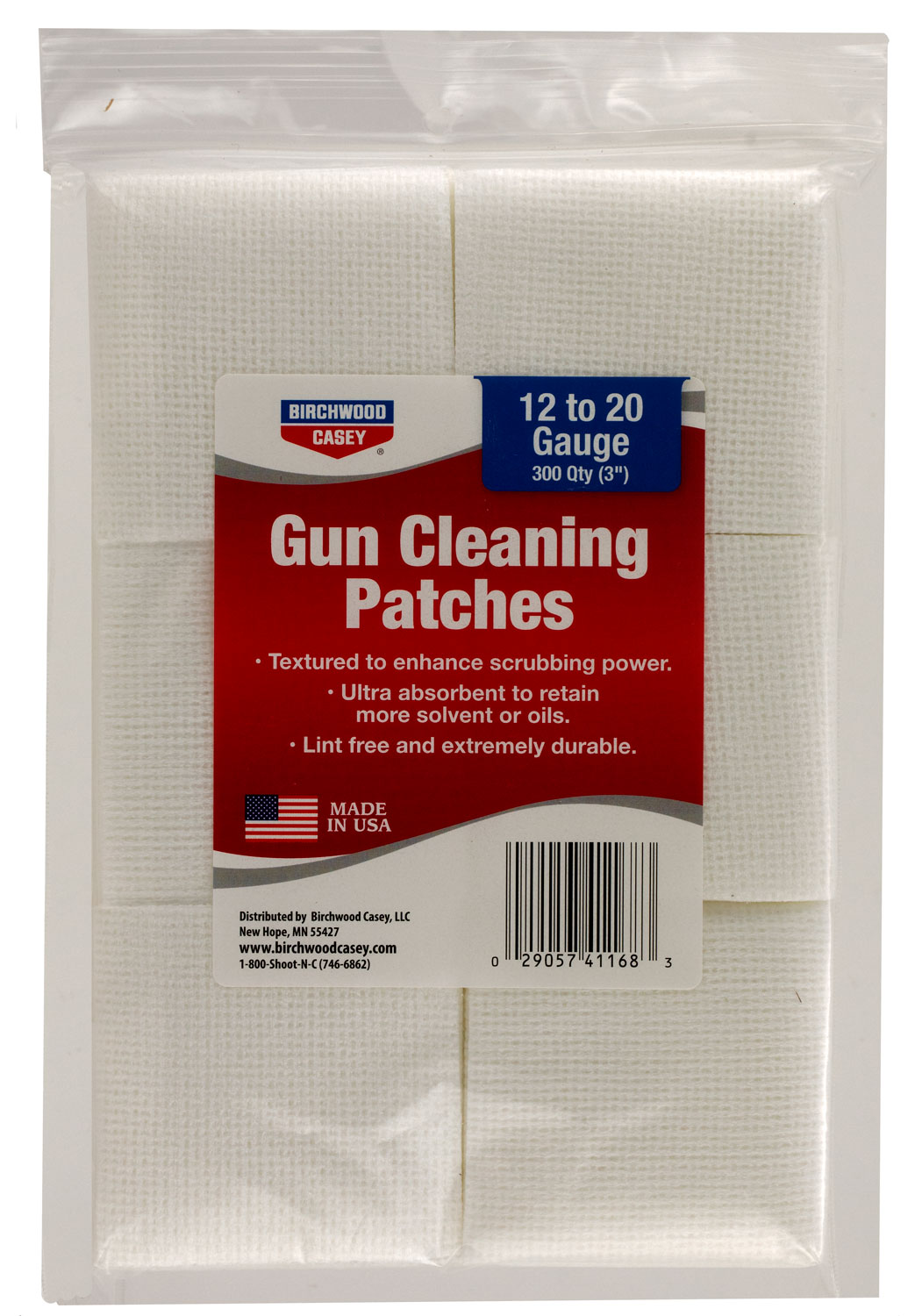 Birchwood Casey 41168 Gun Cleaning Patches 50 Cal/Multi-Gauge 3" Cotton 300 Per Bag