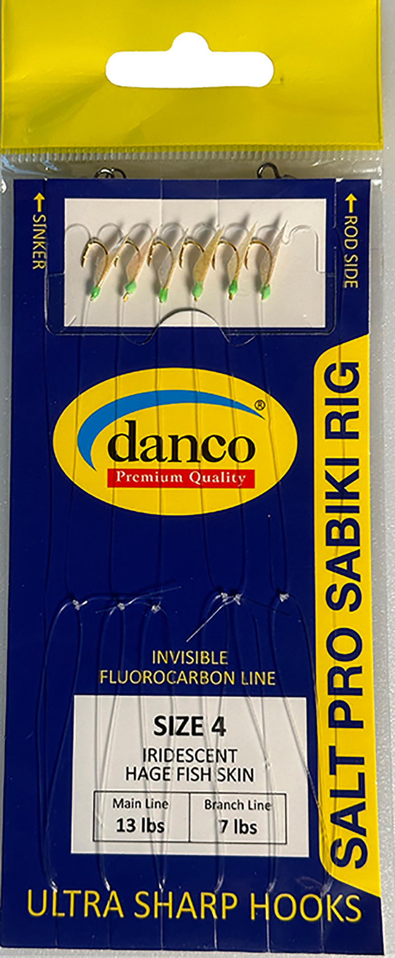 DANCO FLUOROCARBON SABIKI RIG FISH SKIN sz4 GOLD