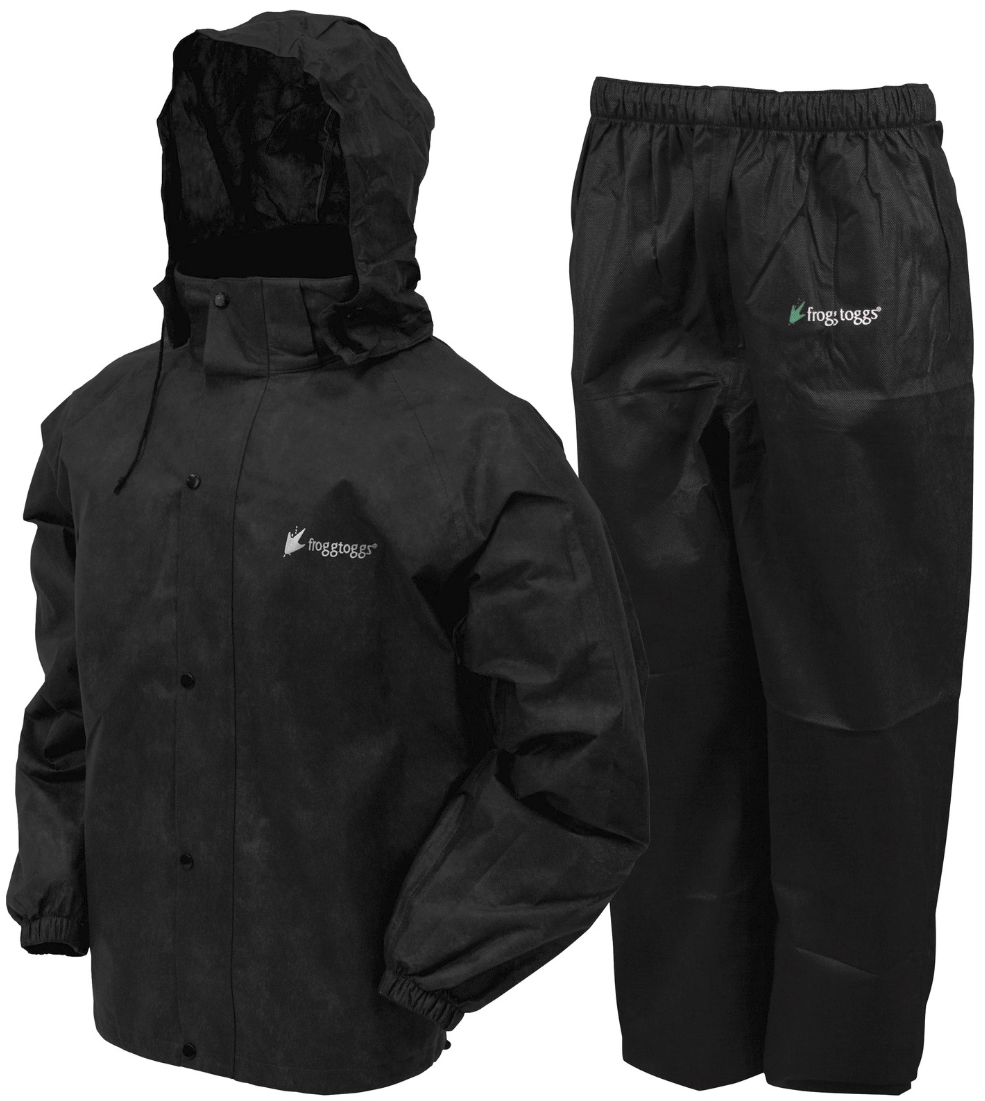 FROGG TOGGS ALL SPORTS SUIT BLACK JACKET / BLACK PANTS