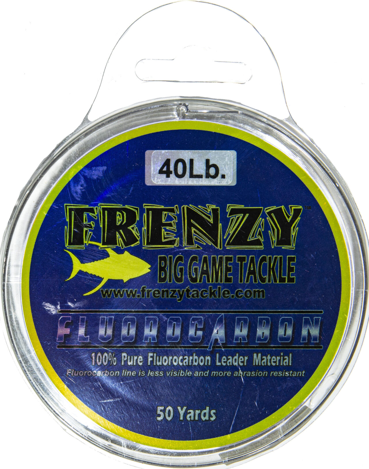 FRENZY FLUOROCARBON LEADER 50yd 40# CLEAR REUSABLE SPOOL