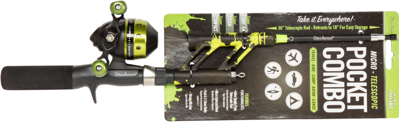 PROFISHIENCY GREEN SPLAT COMBO SPINCAST POCKET 30in